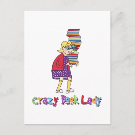 Crazy Book Lady Briefkaart (Voorkant)