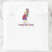 Crazy Book Lady Ronde Sticker (Tas)
