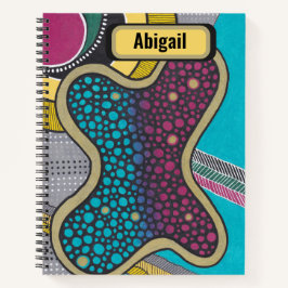 Crazy bright amoeba, gepersonaliseerd, doodle art notitieboek