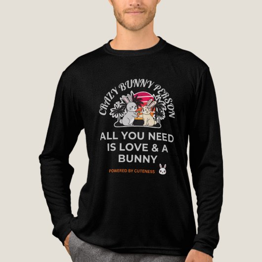 Crazy Bunny Person Tri-Blend Shirt (Voorkant volledig)