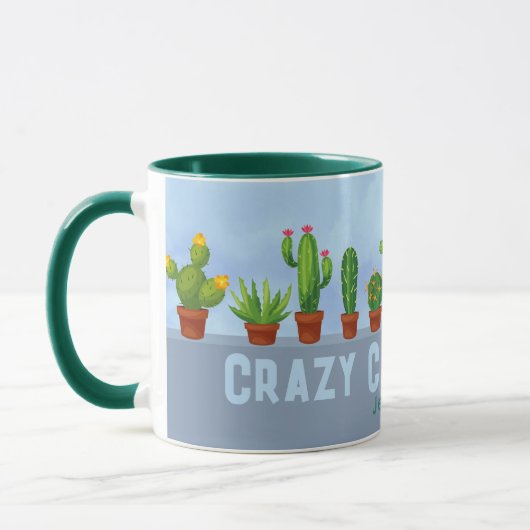 Crazy Cactus Lady Mug avec nom personnalisé (Gauche)