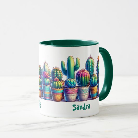 Crazy Cactus Nom de la dame Mug (Devant droit)