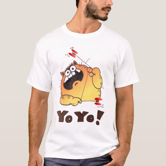 Crazy Cartoon Cat T Shirt | Cartoon Cat Yo-Yo T-sh (Voorkant)
