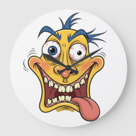 Crazy Cartoon Face – Grappig Wacky Expression Desi Grote Klok
