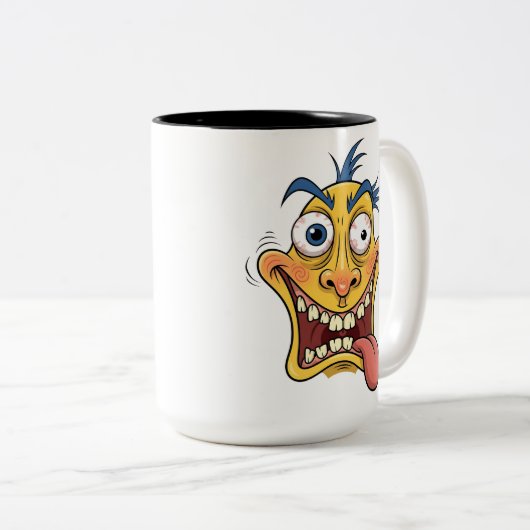 Crazy Cartoon Face Mug - Drôle Expression Café (Devant droit)