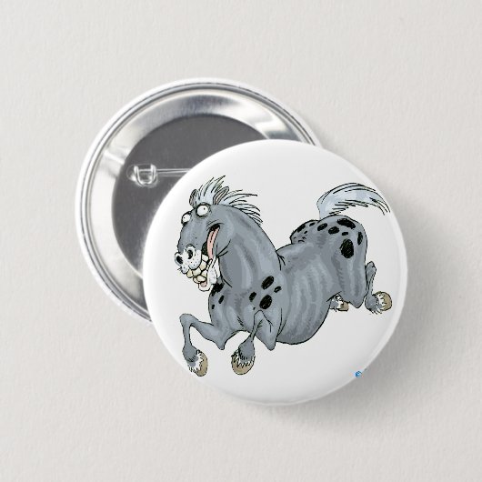 Crazy Cartoon Horse Button Badge (Voorkant /achterkant)