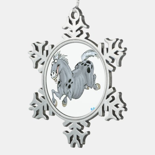 Crazy Cartoon Horse Pewter Ornament (Rechts)