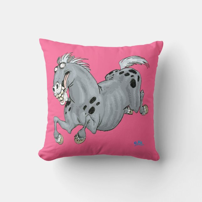 Crazy Cartoon Horse Pillow Kussen (Voorkant)