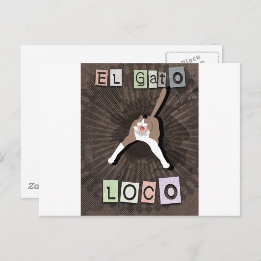 Crazy Cat Briefkaart (Voorkant / Achterkant)