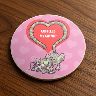Crazy Cat Coffee Is Mijn Katnip Alternatief Cartoo Zandsteen Onderzetter
