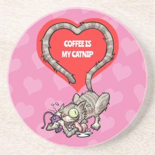 Crazy Cat Coffee Is Mijn Katnip Alternatief Cartoo Zandsteen Onderzetter