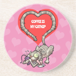 Crazy Cat Coffee Is Mijn Katnip Alternatief Cartoo Zandsteen Onderzetter