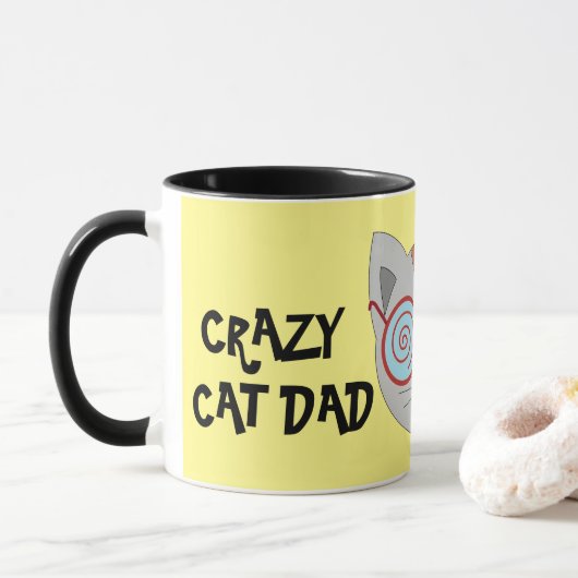 CRAZY CAT DAD Coffee Mok (Met donut)
