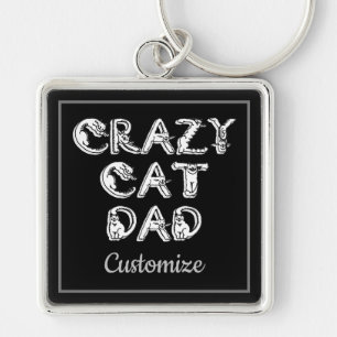 Crazy Cat Dad White Logo Sleutelhanger