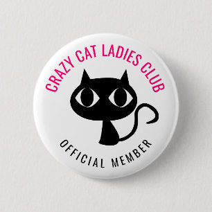 Crazy Cat Dames Club Ronde Button 5,7 Cm