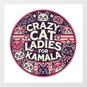 Crazy cat dames voor Kamala! Raamsticker