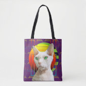 Crazy Cat Design met Sphynx Cat en Devon Rex Cat Tote Bag (Voorkant)