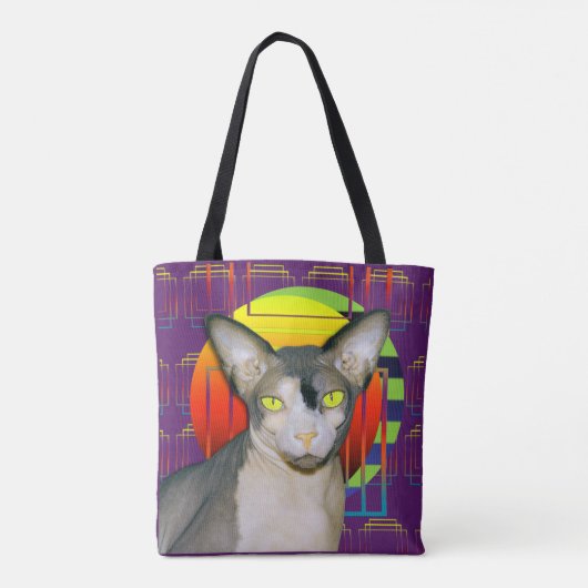 Crazy Cat Design met Sphynx Cat en Devon Rex Cat Tote Bag (Achterkant)