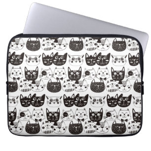 Crazy Cat Faces Pattern Laptop Sleeve