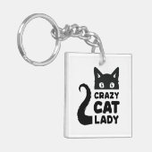 Crazy Cat Lady Acryl Sleutelhanger (Voorkant Links)