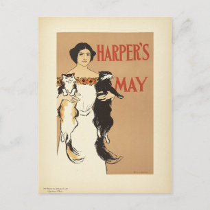  Crazy Cat Lady Art Nouveau Briefkaart