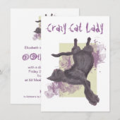 Crazy Cat Lady Birthday Invites Kaart (Voorkant / Achterkant)