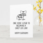 Crazy Cat Lady Birthday-kaart Kaart (Gele Bloem)