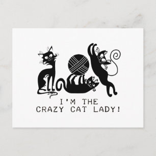 Crazy Cat Lady Briefkaart