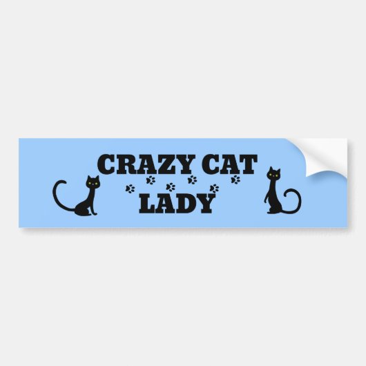 Crazy Cat Lady Bumpersticker - Kleur wijzigen (Voorkant)