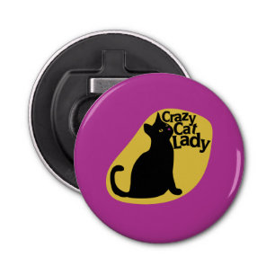 Crazy cat lady button flesopener