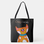Crazy Cat Lady Cartoon Cat Canvas tas (Voorkant)