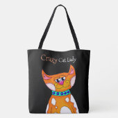 Crazy Cat Lady Cartoon Cat Canvas tas (Achterkant)