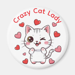 Crazy Cat Lady Chibi Kattenmagneet Magneet