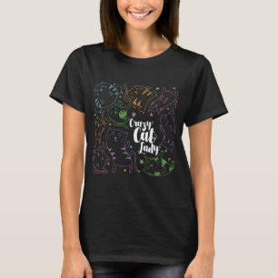 Crazy Cat Lady Colorful Cartoon Pattern Gift T-shirt