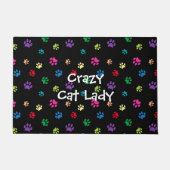 Crazy Cat Lady Colorful Paw Prints Deurmat (Voorkant)