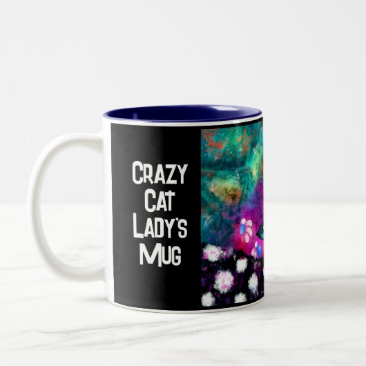 Crazy Cat Lady Cup Mug - Whimsical Kitty Cat (Gauche)