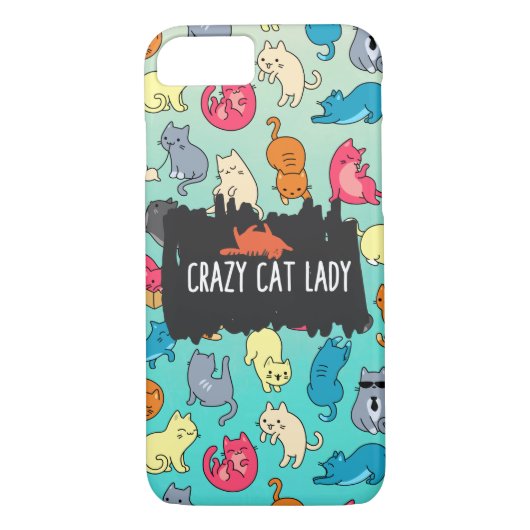 Crazy Cat Lady Cute en Playful Cat Pattern Case-Mate iPhone Case (Achterkant)