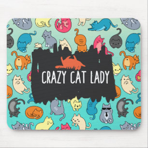 Crazy Cat Lady Cute en Playful Cat Pattern Muismat