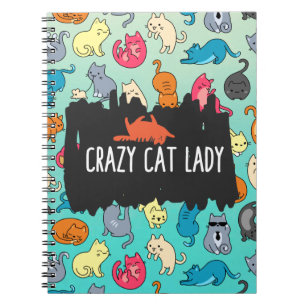 Crazy Cat Lady Cute en Playful Cat Pattern Notitieboek