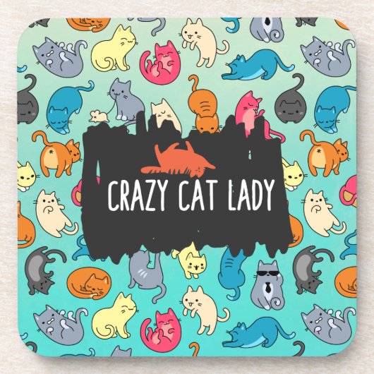 Crazy Cat Lady Cute en Playful Cat Pattern Onderzetter (Voorkant)