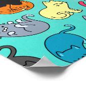 Crazy Cat Lady Cute en Playful Cat Pattern Poster (Hoek)