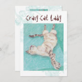 Crazy Cat Lady dinquoise indie invitations d'anniv (Devant / Derrière)