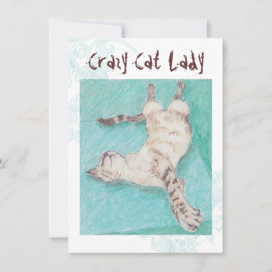 Crazy Cat Lady dinquoise indie invitations d'anniv (Devant)