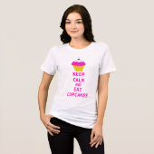 Crazy Cat Lady eet taarten Houd kalm Eet cupcakes Tri-Blend Shirt (Voorkant volledig)