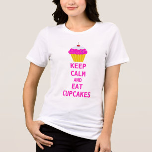 Crazy Cat Lady eet taarten Houd kalm Eet cupcakes Tri-Blend Shirt