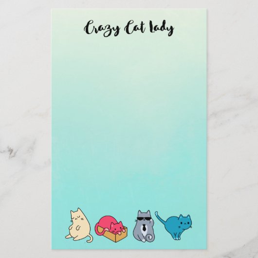 Crazy Cat Lady en 4 Cute Cats Briefpapier (Voorkant)