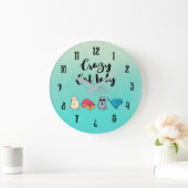 Crazy Cat Lady en 4 Cute Cats Grote Klok (Huis)