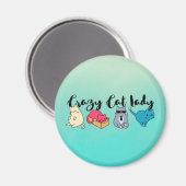 Crazy Cat Lady en 4 Cute Cats Magneet (Voorkant / Achterkant)