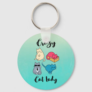Crazy Cat Lady en 4 Cute Cats Sleutelhanger
