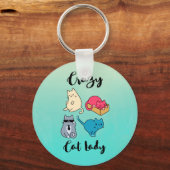 Crazy Cat Lady en 4 Cute Cats Sleutelhanger (Voorkant)
